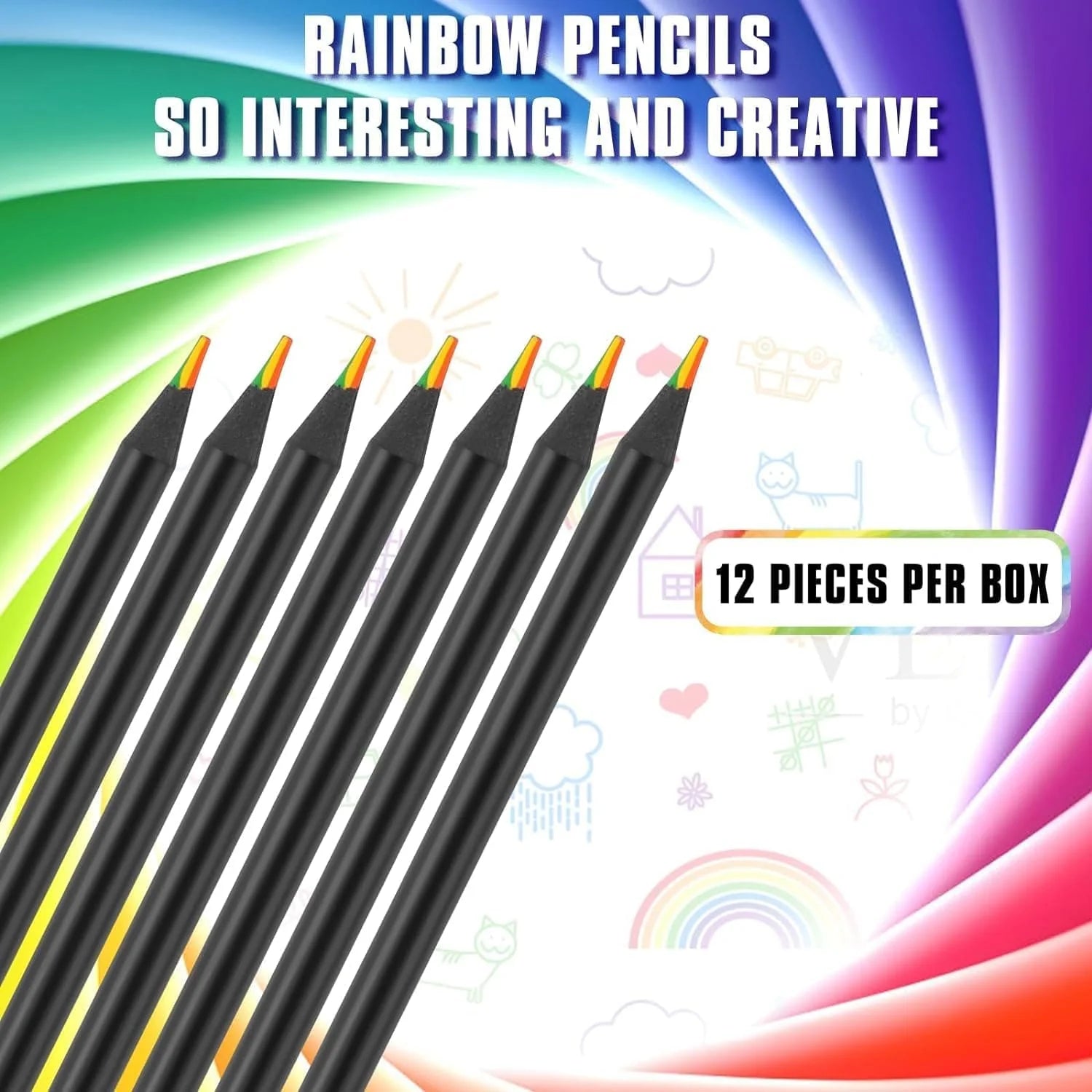 Rainbow Pencils | Pencil Colour Rainbow Pencils Colors 12 Colored Pencil Colouring - 12 Pieces Rainbow Pencils