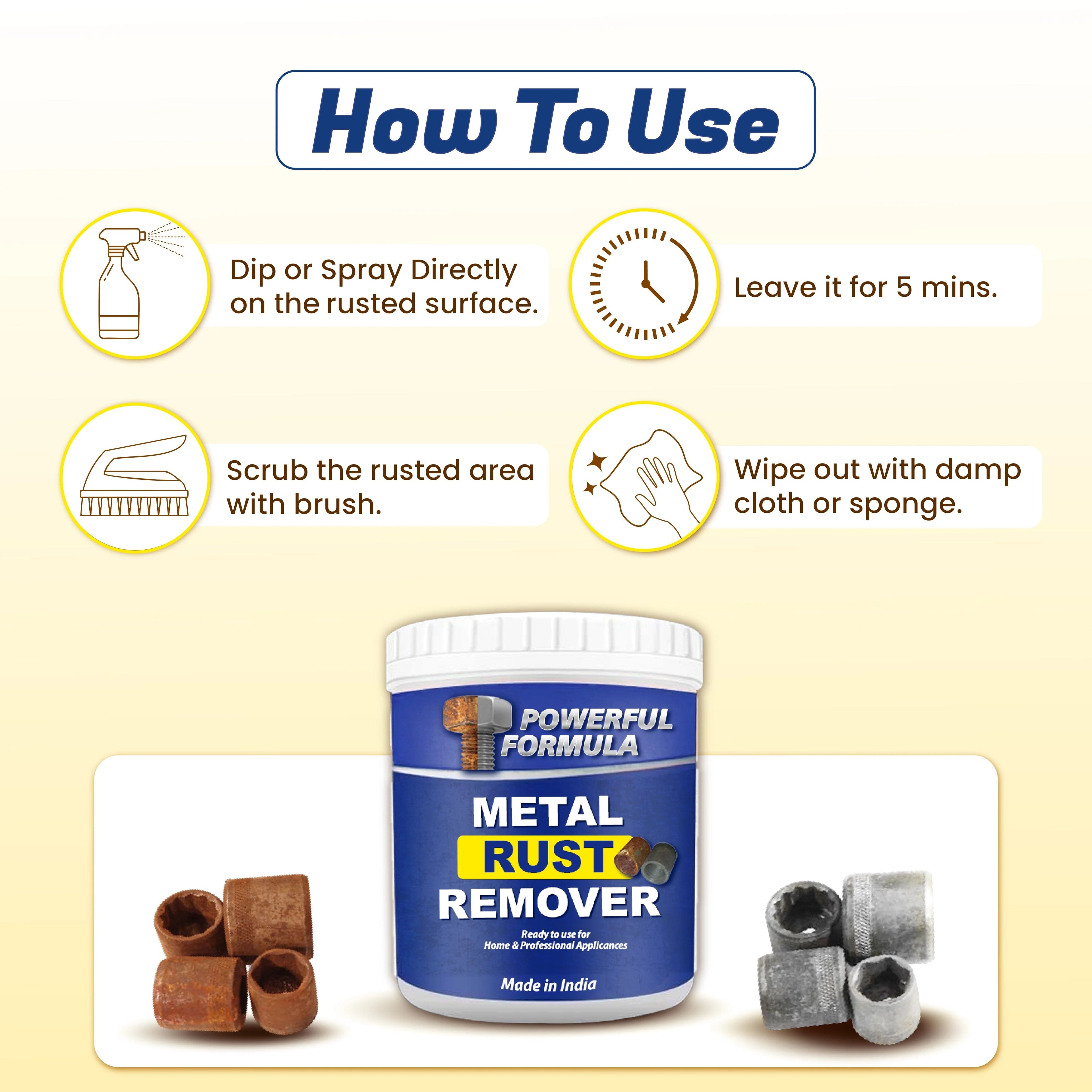 Rust Remover | Rust Remover For Metal Cleaner Steel Rust Remover Rusty Tools - Pack of 2 - Powerful Rust Remover (Pack Of 2)