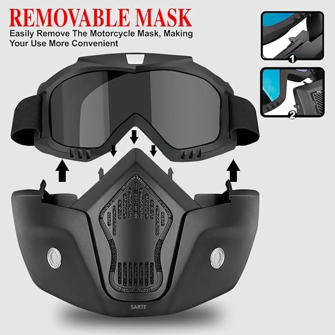 Safety Goggles UV Protective Glasses Face Shield Black Face mask - Goggle Mask - RIDING MASK - Goggle Mask