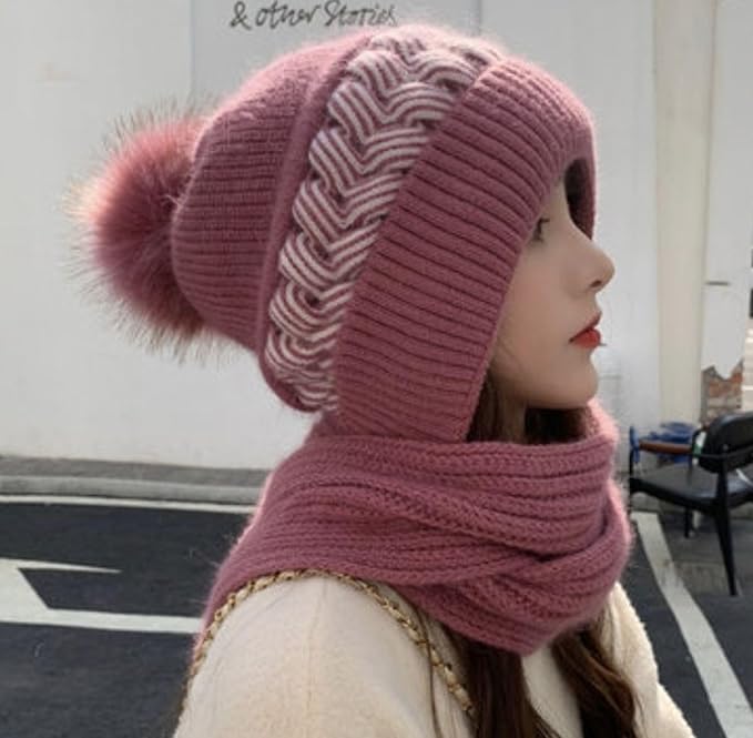 Scarf Cap for Women | Winter Cap Scarf Ear Protection Chritsmas Caps Muffler - Scarf Cap for Women