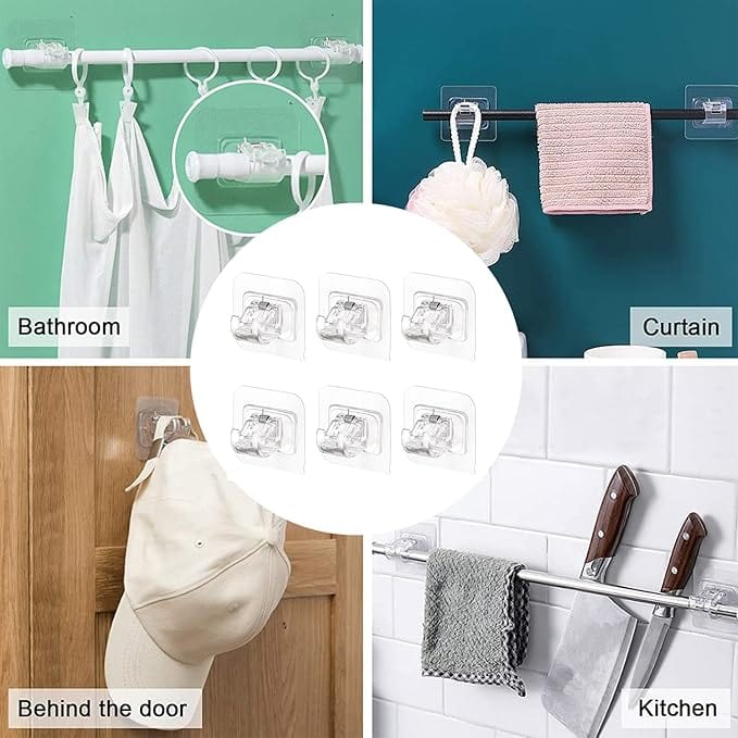 Self Adhesive Hook | Wall Hook Hanger self Adhesive Hooks Hanging Curtain On Wall - Self Adhesive Hook (Pack of 4)