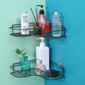 Self Adhesive Metal Corner Storage Rack | Storage Rack Bathroom Corner Shelf Steel Rack Shelves - Pack of 2 - Self Adhesive Metal Corner Storage Rack