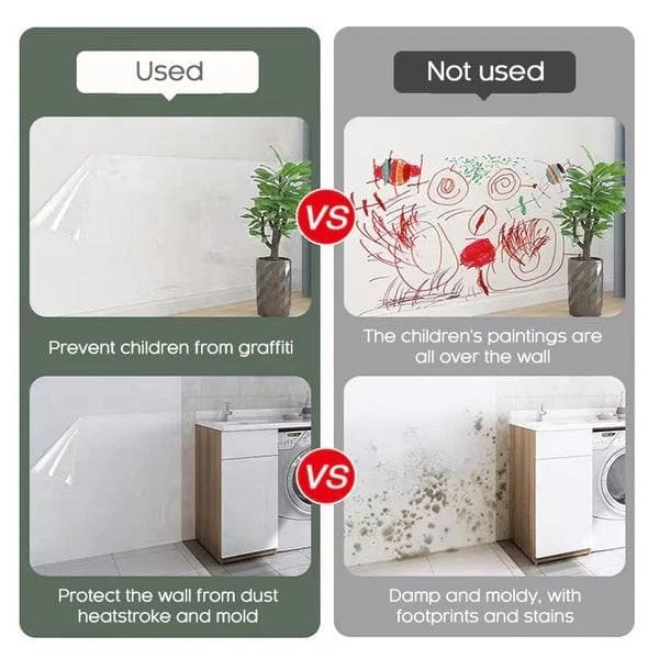 Self-Adhesive Transparent Wall Protection Film (Pack of 2) | Wall Protection Protectors Film Adhesive Self Clear Films - Self-Adhesive Transparent Wall Protection Film (Pack of 2)