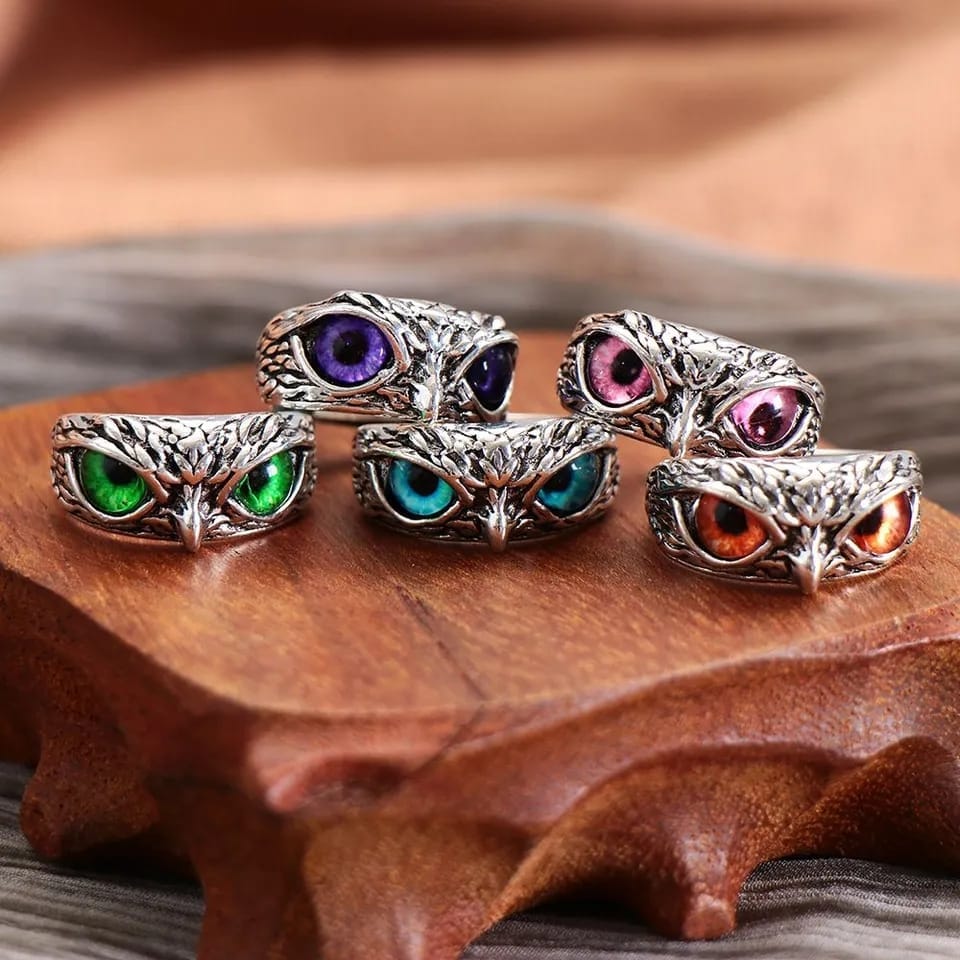 Silver Plated Owl Ring Stone Rings For Men Silver Plated Stone Ring - Buy 1, Get 1 FREE! - Silver Plated Owl Ring - Buy 1, Get 1 FREE!