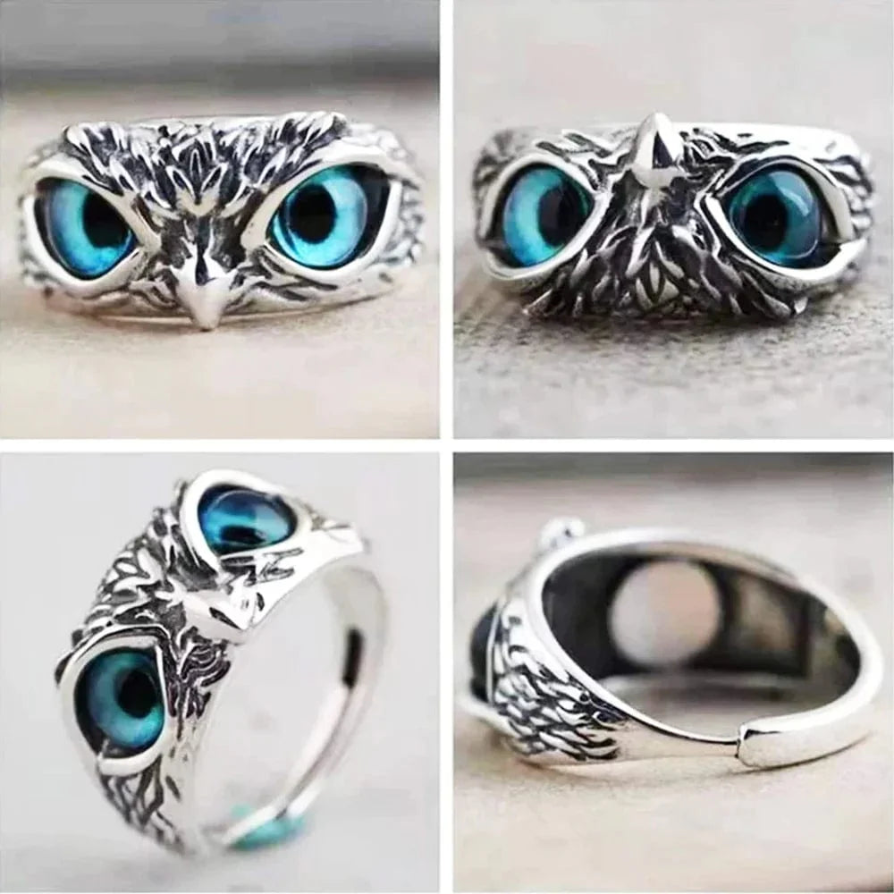 Silver Plated Owl Ring Stone Rings For Men Silver Plated Stone Ring - Buy 1, Get 1 FREE! - Silver Plated Owl Ring - Buy 1, Get 1 FREE!