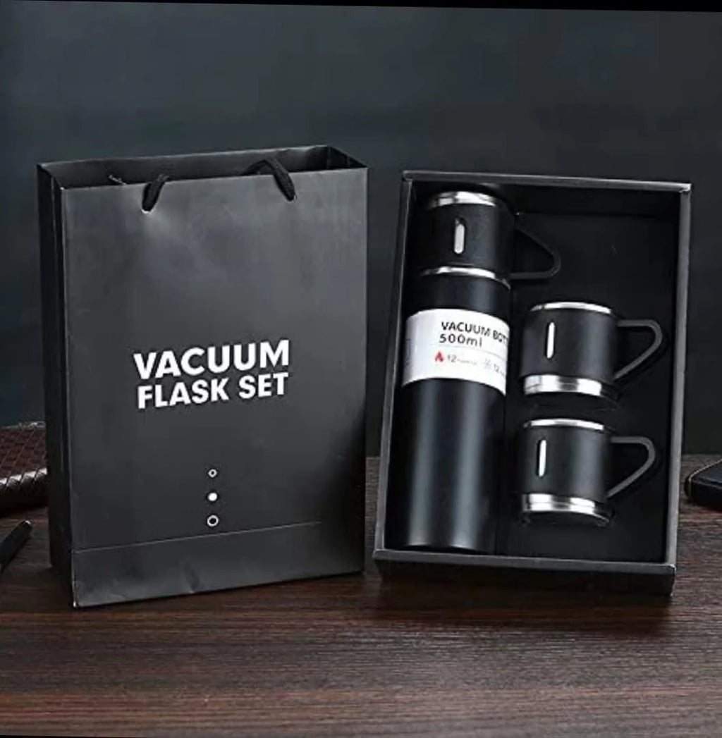 Steel Water Bottle Vacuum Thermos Flask Tea Cup Set Flask Bottle- Vacuum Flask Cup Set - Vacuum Flask Cup Full Set
