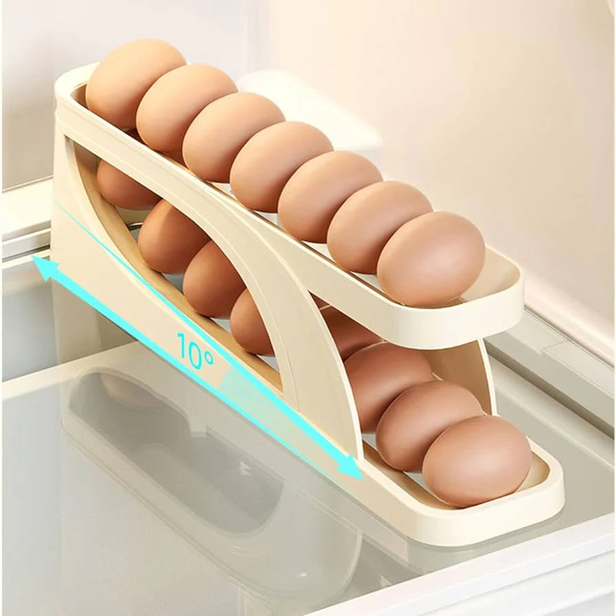 Storage Box Plastic Container Egg Box Holder Tray For Fridge- Automatically Rolling Egg Holder Container Display Rack - Automatically Rolling Egg Holder