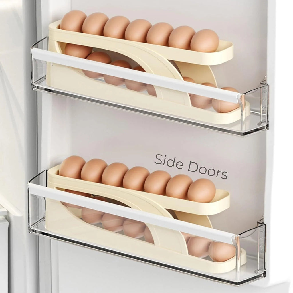 Storage Box Plastic Container Egg Box Holder Tray For Fridge- Automatically Rolling Egg Holder Container Display Rack - Automatically Rolling Egg Holder