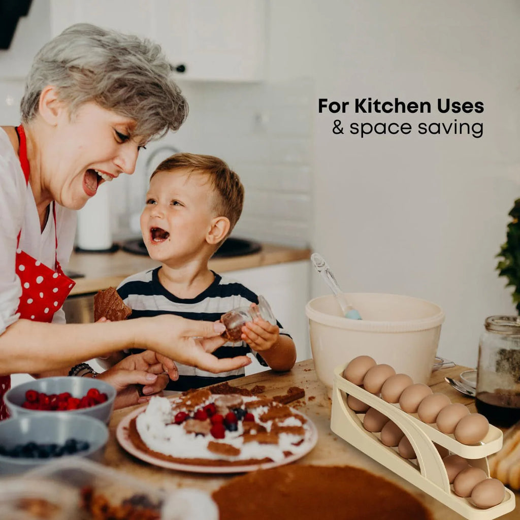 Storage Box Plastic Container Egg Box Holder Tray For Fridge- Automatically Rolling Egg Holder Container Display Rack - Automatically Rolling Egg Holder