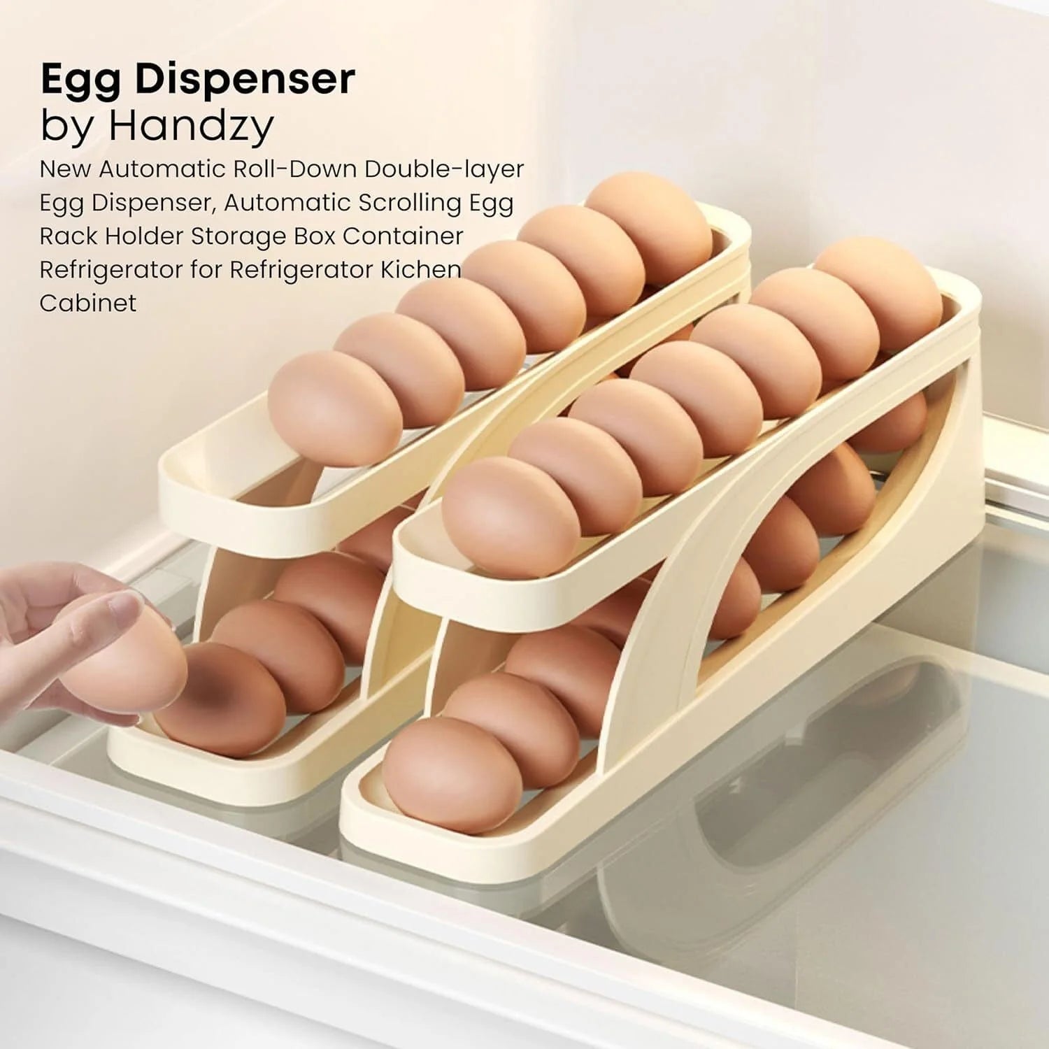 Storage Box Plastic Container Egg Box Holder Tray For Fridge- Automatically Rolling Egg Holder Container Display Rack - Automatically Rolling Egg Holder
