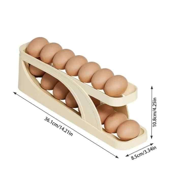 Storage Box Plastic Container Egg Box Holder Tray For Fridge- Automatically Rolling Egg Holder Container Display Rack - Automatically Rolling Egg Holder
