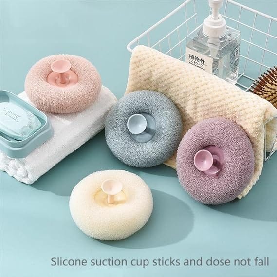 Suction Cup Loofah - Pack of 3 | Loofah For Bath Bathroom Shower Bath Cup Suction Bathing Products - Suction Cup Loofah - Pack of 3