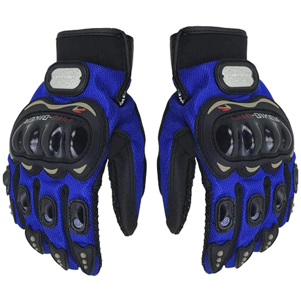 Synthetic Leather Motorcycle Gloves ( Blue ) - Free Size - Synthetic Leather Motorcycle Gloves ( Blue )