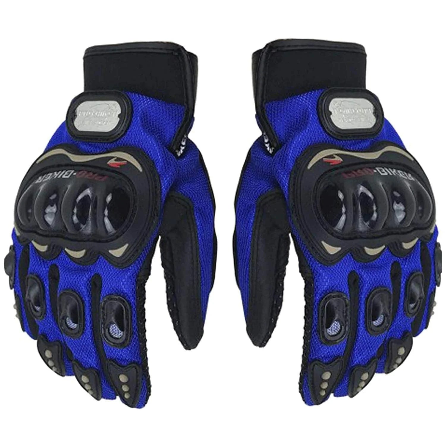Synthetic Leather Motorcycle Gloves ( Blue ) - Free Size - Synthetic Leather Motorcycle Gloves ( Blue )