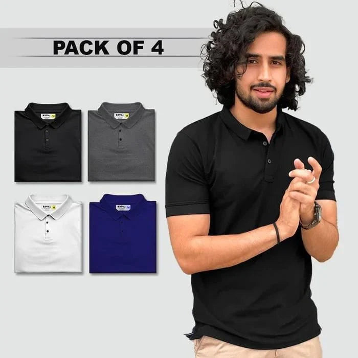 T shirt Polo Mens Tshirt Collar Tshirt Men Tops Regular Fit - Polo T-Shirt (Buy 1 Get 3 Free) - M - Men's T-Shirt (Buy 1 Get 3 Free)