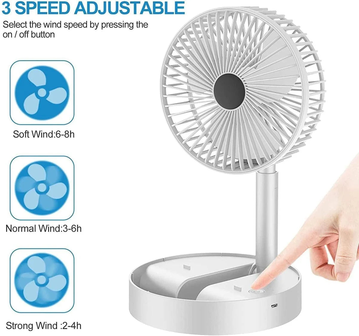 Table Rechargable Fan Cool Small Fan High Speed Desk Table Fan - Portable Fan - Portable Fan