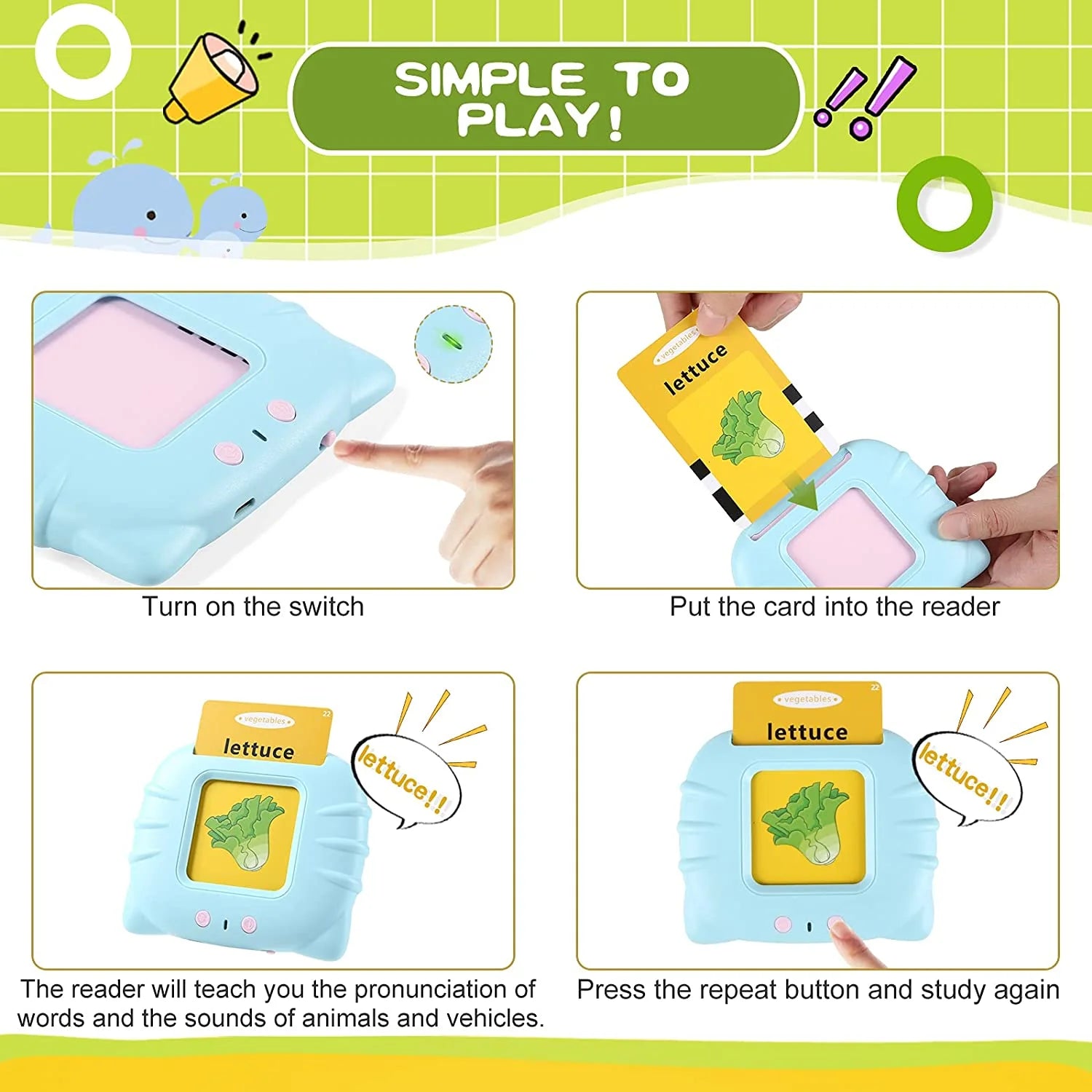 Talking Flash Cards | Toys For Kids Childrens Gift Educational Learning Toy - Talking Flash Cards