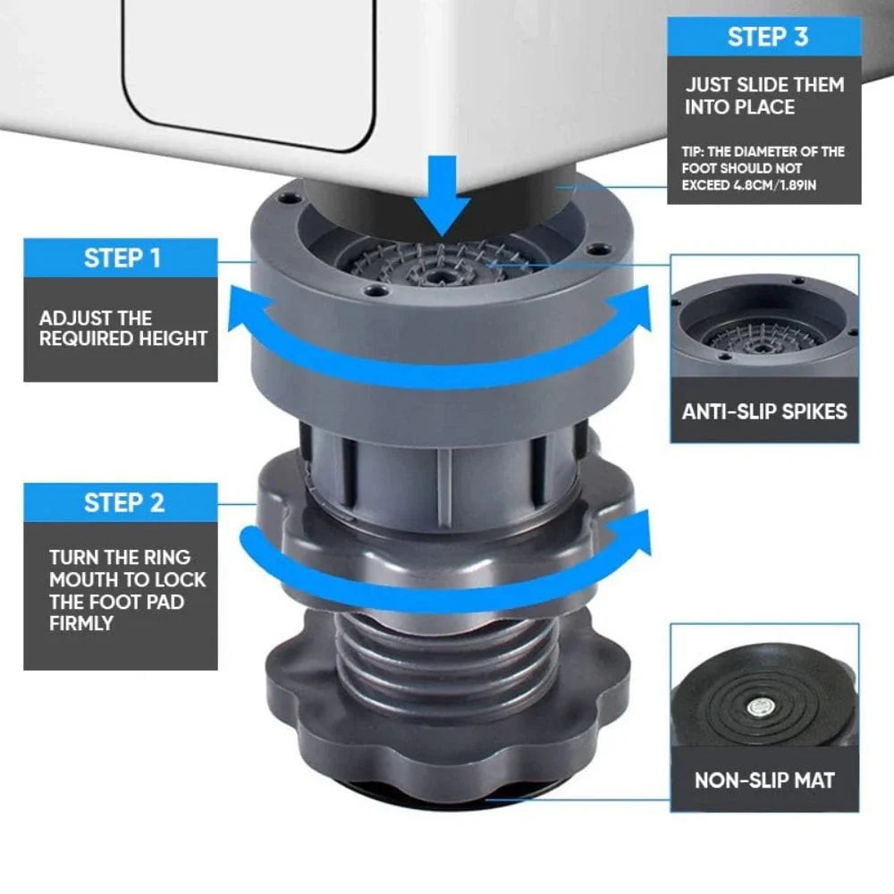 Washing Machine Footpads | Washing Machine Clothes Washer Vibration Pads - Washing Machine Adjustable Height Footpads (Pack Of 4)