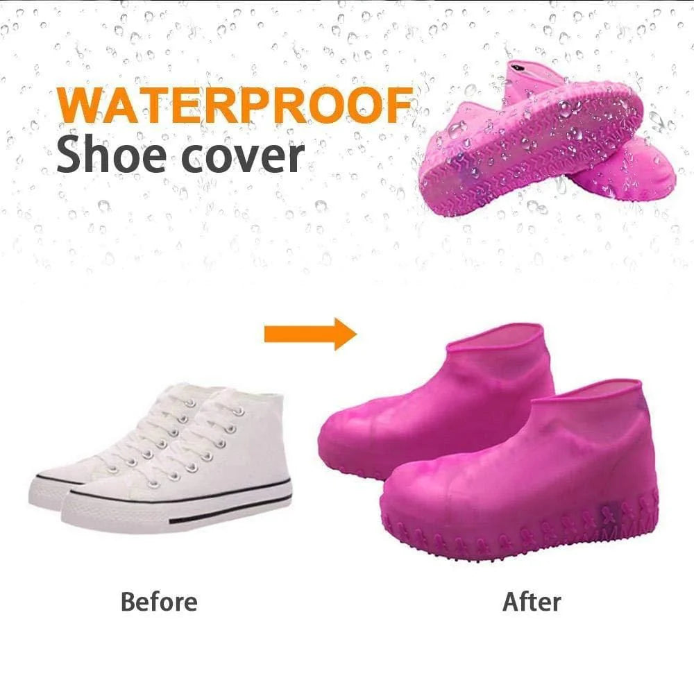 Waterproof Rainproof Shoes Cover Water Resistant Silicone Shoe Covers - M - Silicone Shoe Cover (Pack of 2)