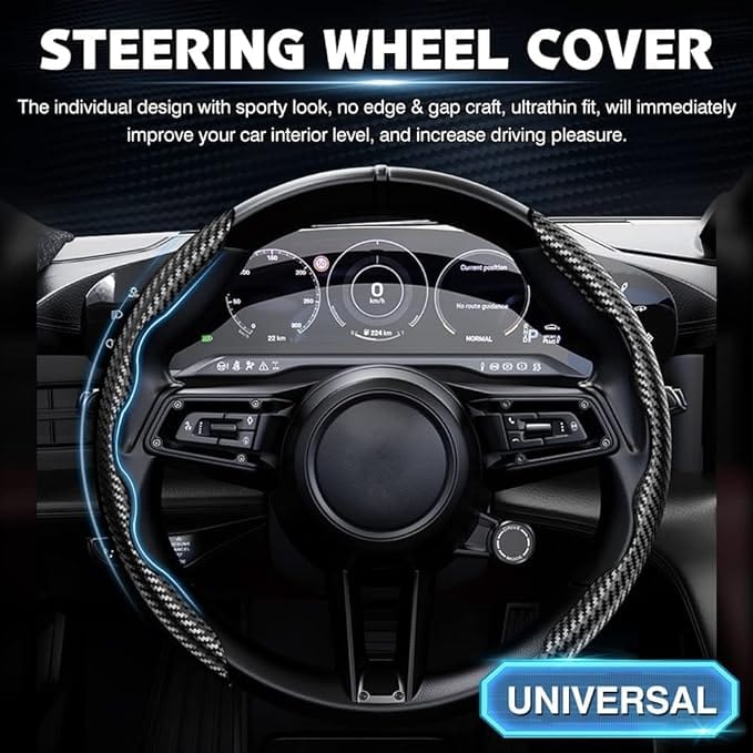 White Black - Anti-Slip Steering Wheel Cover (2 Side Set)