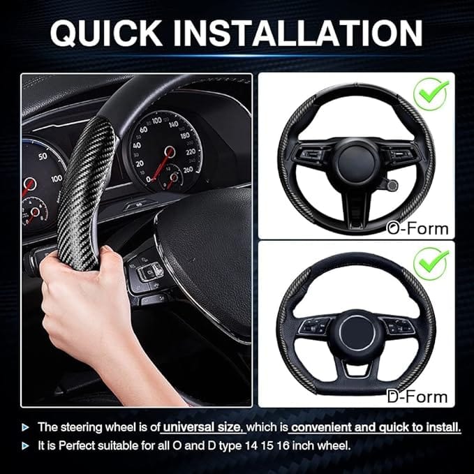 White Black - Anti-Slip Steering Wheel Cover (2 Side Set)