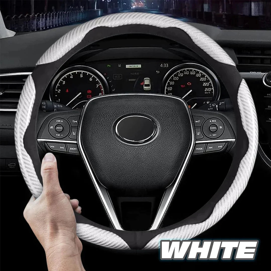 White Black - Anti-Slip Steering Wheel Cover (2 Side Set)
