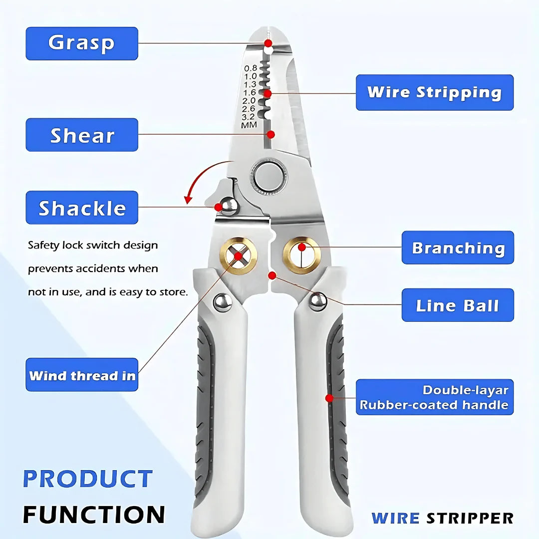 Wire Stripper Cutter | Wire Stripper Cutter Tool Cable Hand Cutter Electrician Tool - Multi-functional Wire Stripper & Cutter